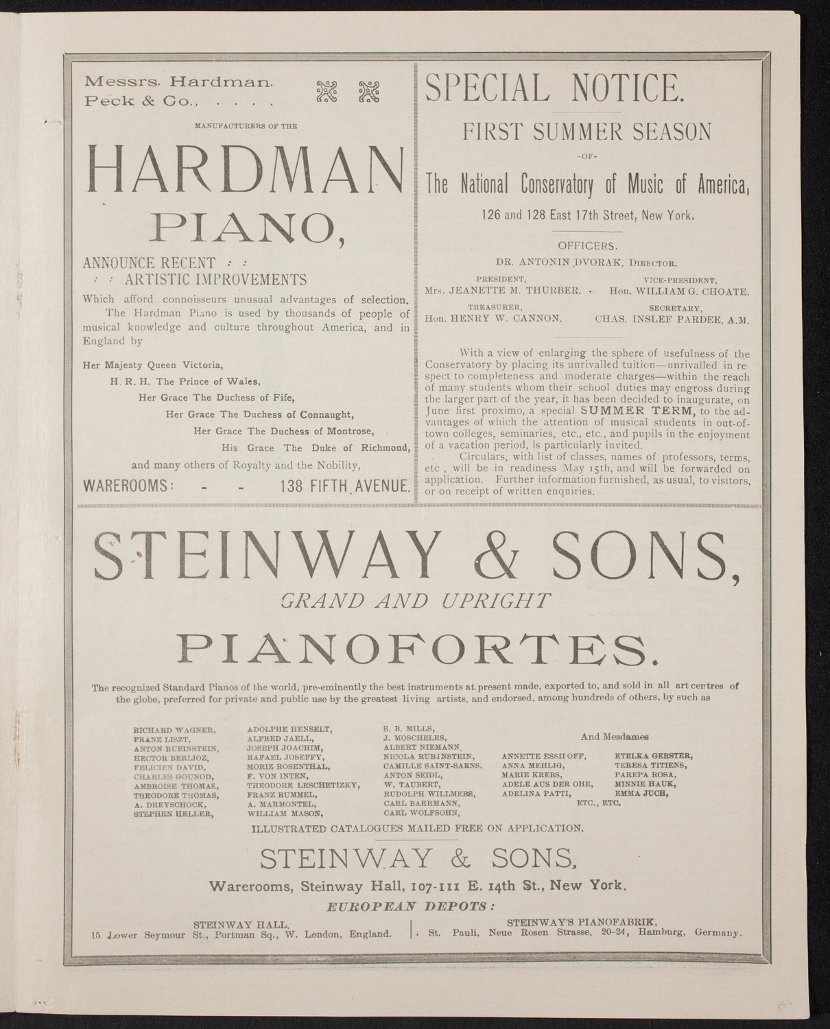 Amalia Materna/ Oratorio Society of New York/ New York Symphony Orchestra, May 25, 1893, program page 5