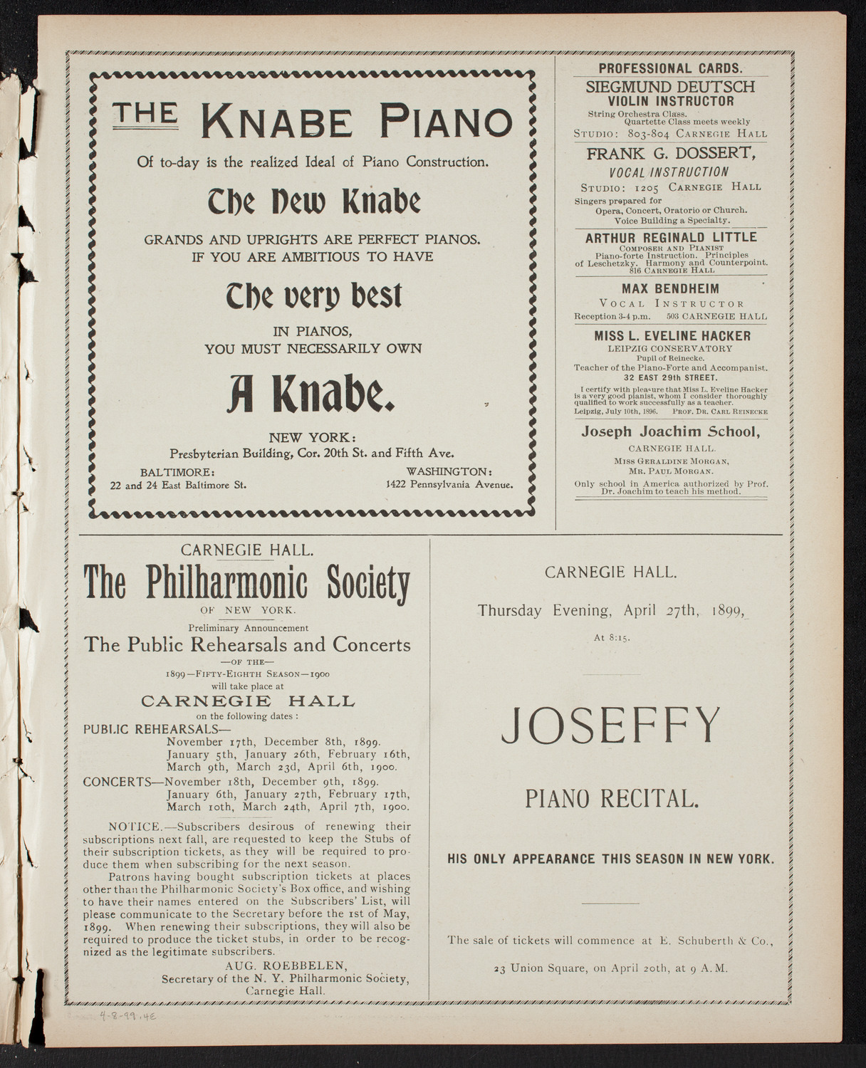 New York Philharmonic, April 8, 1899, program page 7