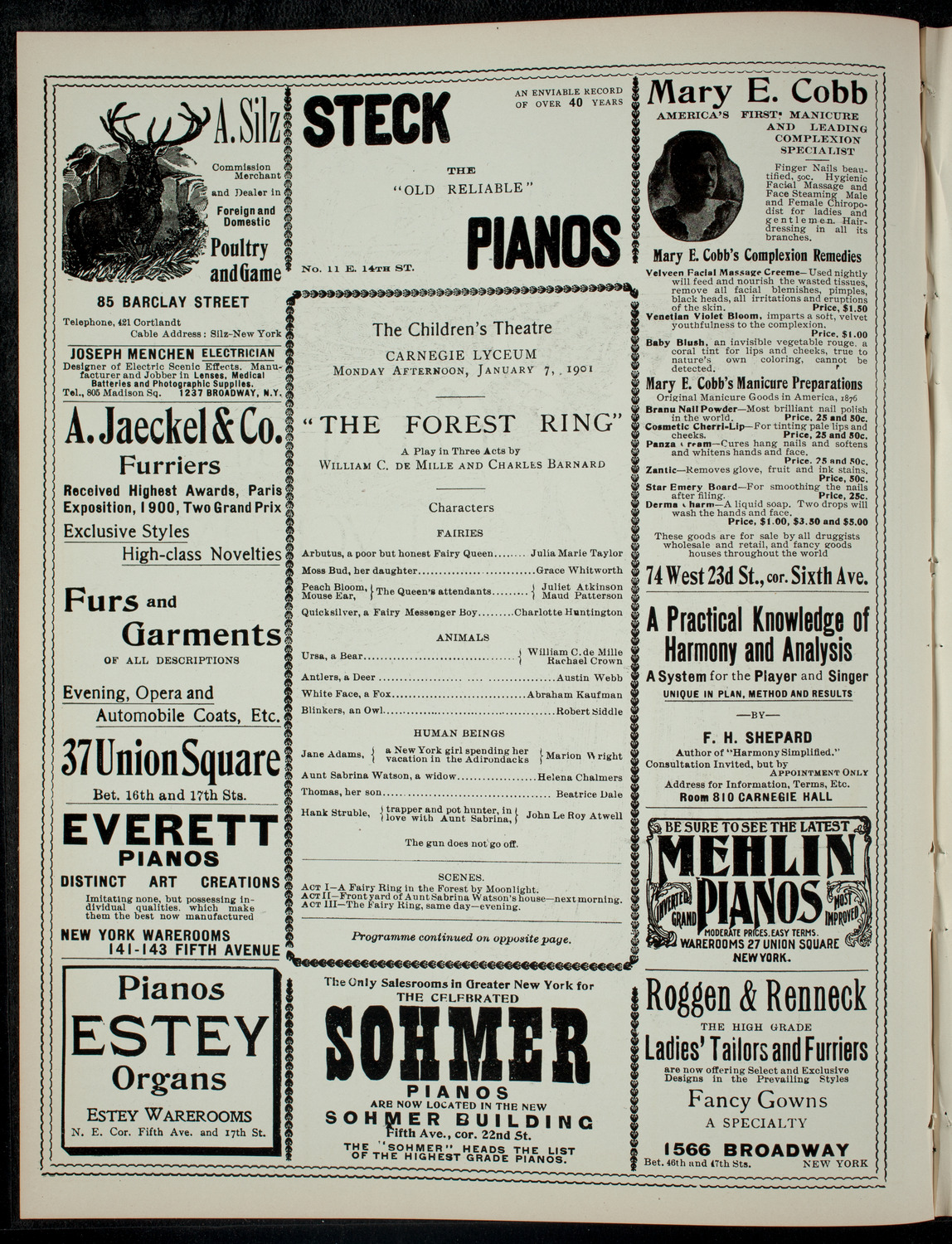 The Children's Theatre, January 7, 1901, program page 2