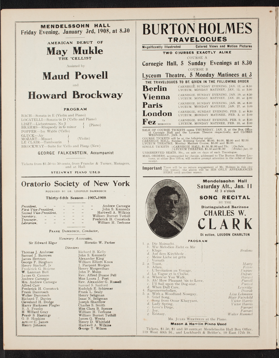 Oratorio Society of New York, December 26, 1907, program page 10