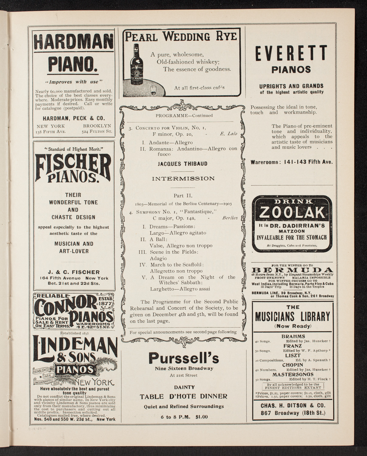 New York Philharmonic, November 14, 1903, program page 7