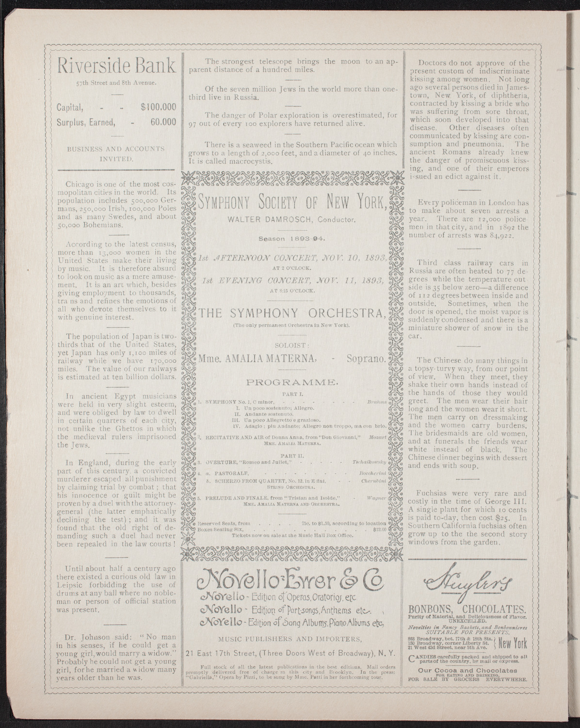 Boston Symphony Orchestra, November 8, 1893, program page 6