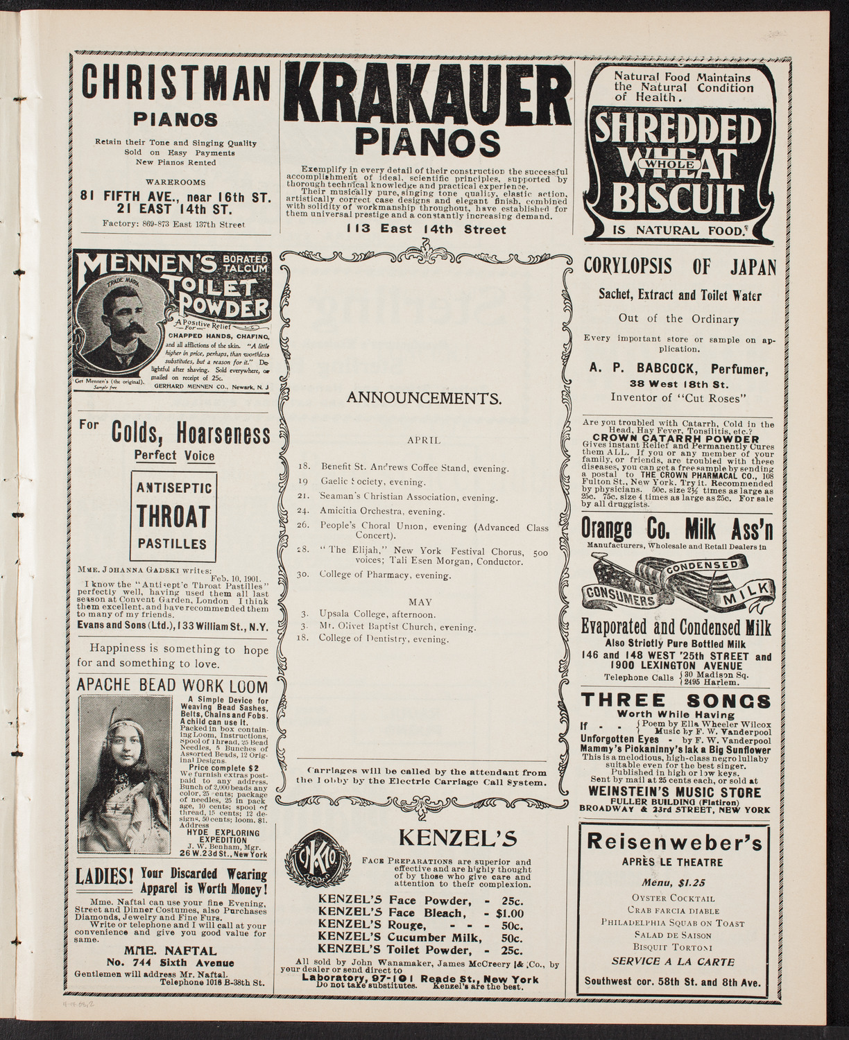 New York Banks Glee Club, April 14, 1903, program page 3
