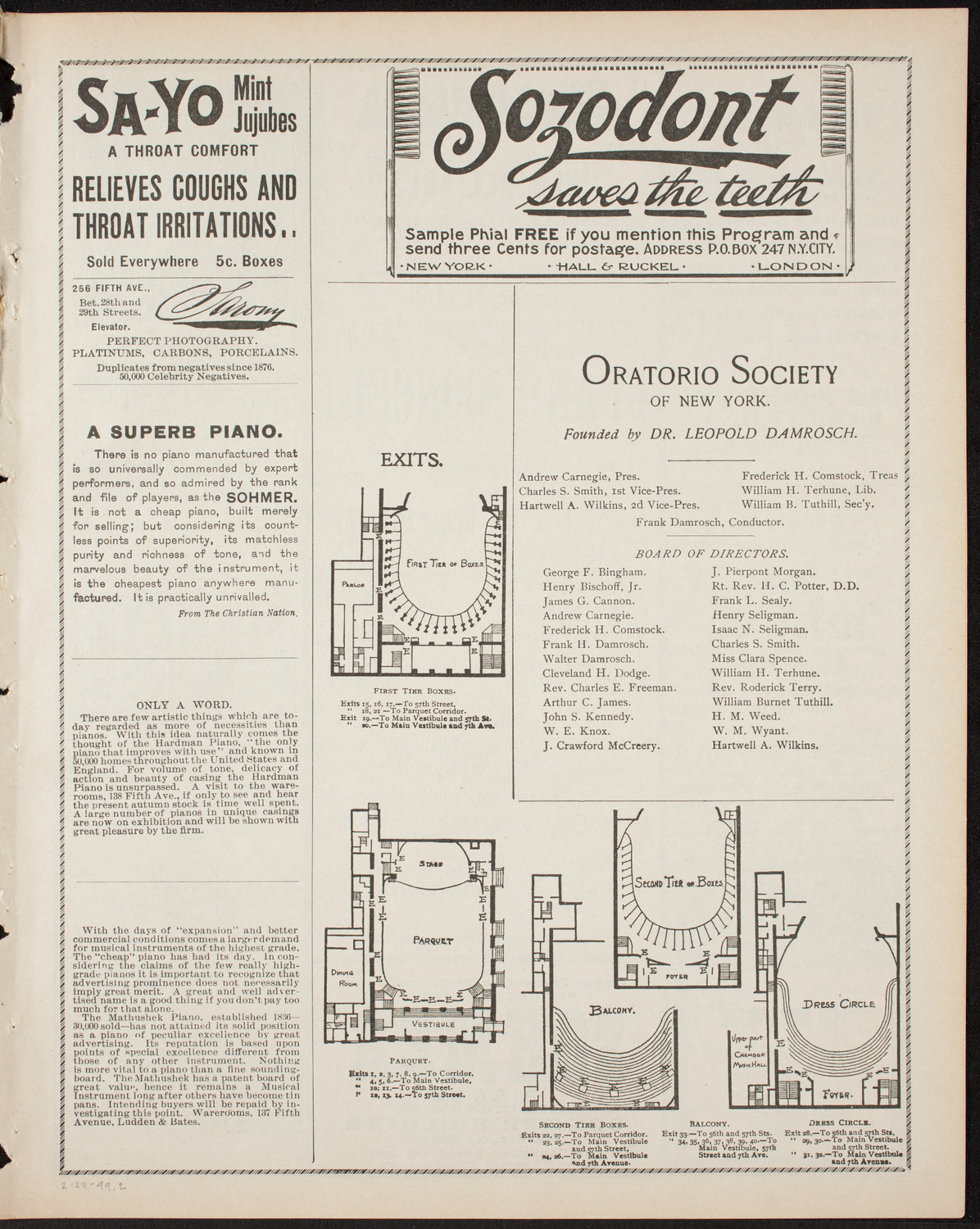 Benefit: St. Mary's Home, February 28, 1899, program page 3