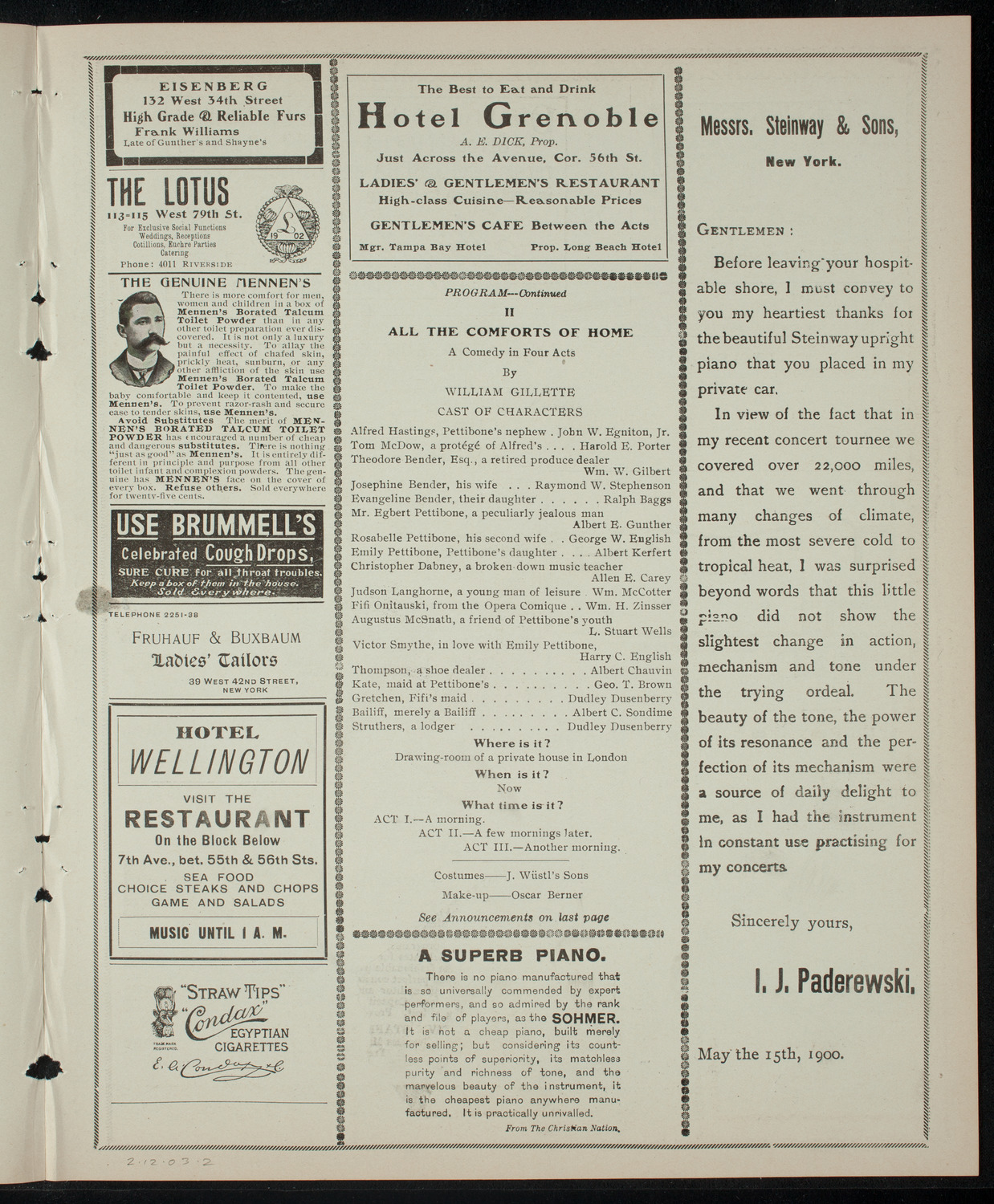 Hamilton Institute Dramatic Association, February 12, 1903, program page 3