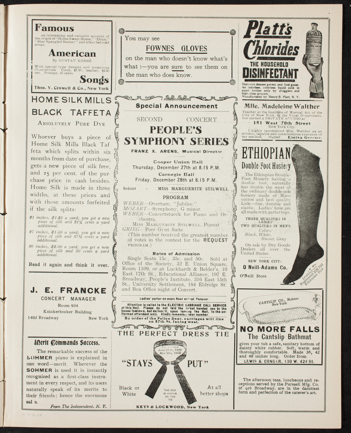 Ernestine Schumann-Heink, Mezzo-Soprano, December 9, 1906, program page 9