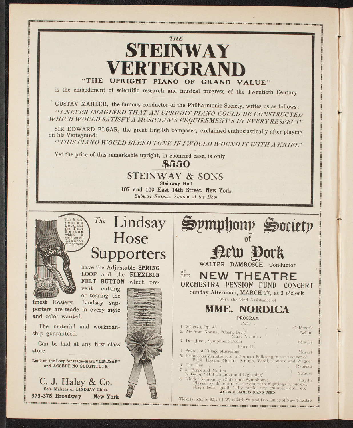 Oratorio Society of New York, March 25, 1910, program page 4