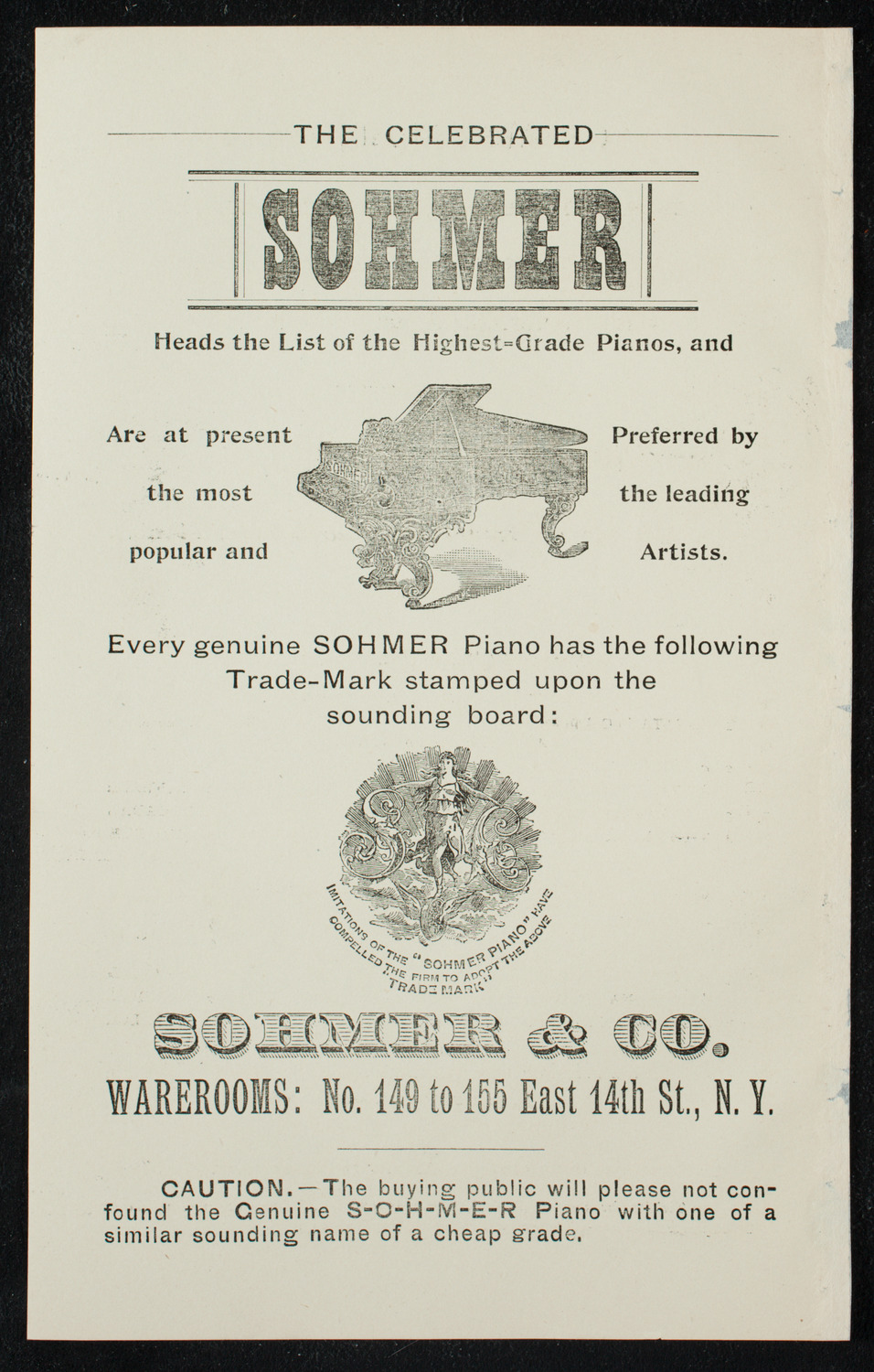 Arturo Nutini "Italy's Renowned Blind Pianist", January 26, 1897, program page 2