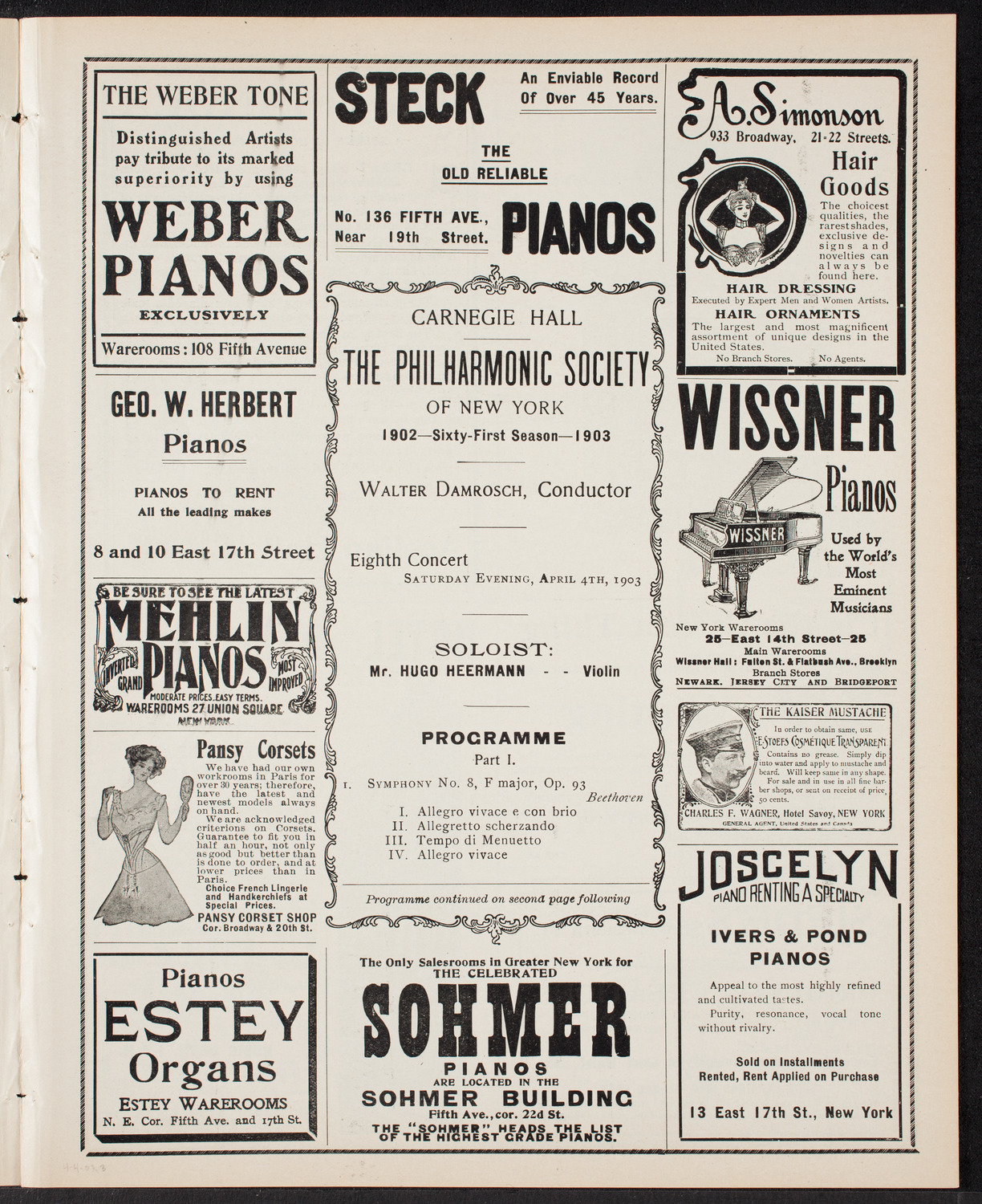 New York Philharmonic, April 4, 1903, program page 5