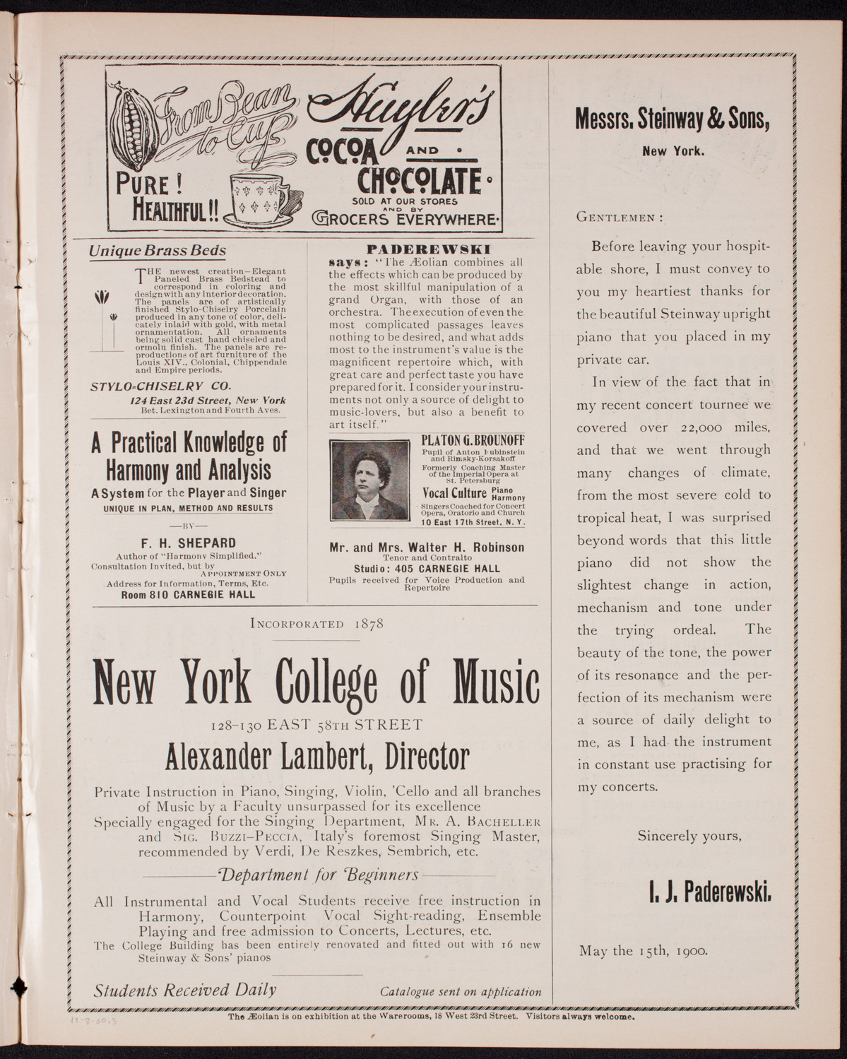New York Philharmonic, December 8, 1900, program page 5