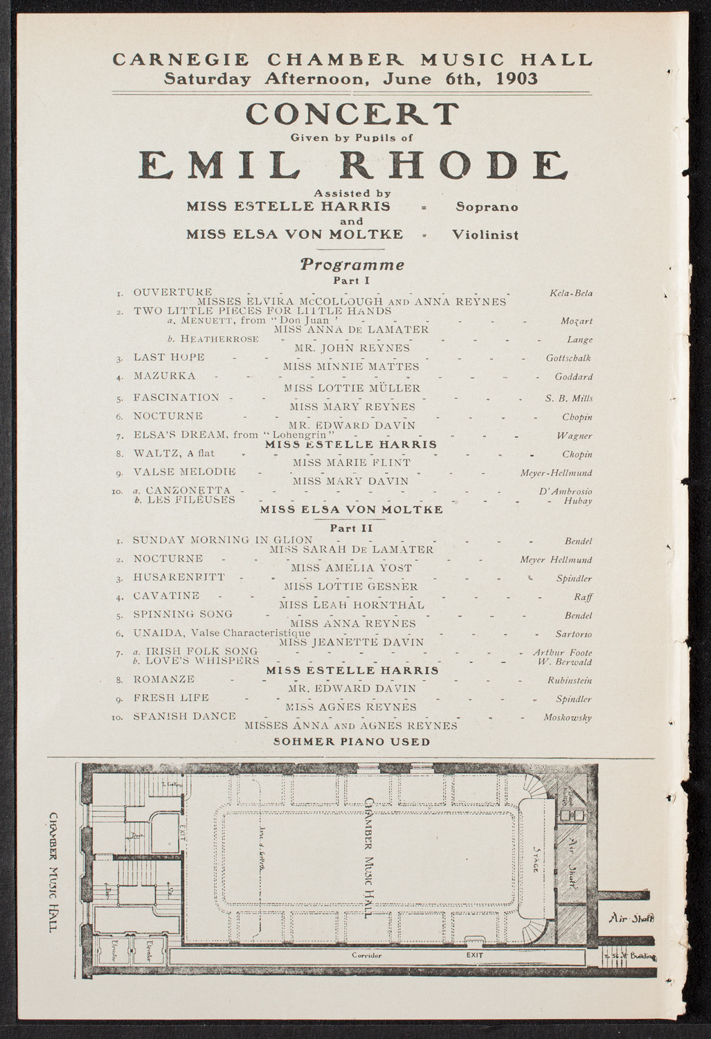 Pupils of Emil Rhode, June 6, 1903, program page 2