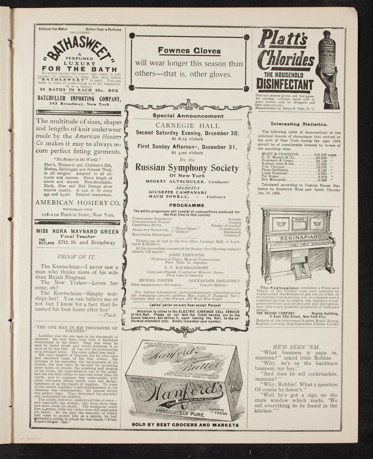 Russian Symphony Society of New York, November 18, 1905, program page 9