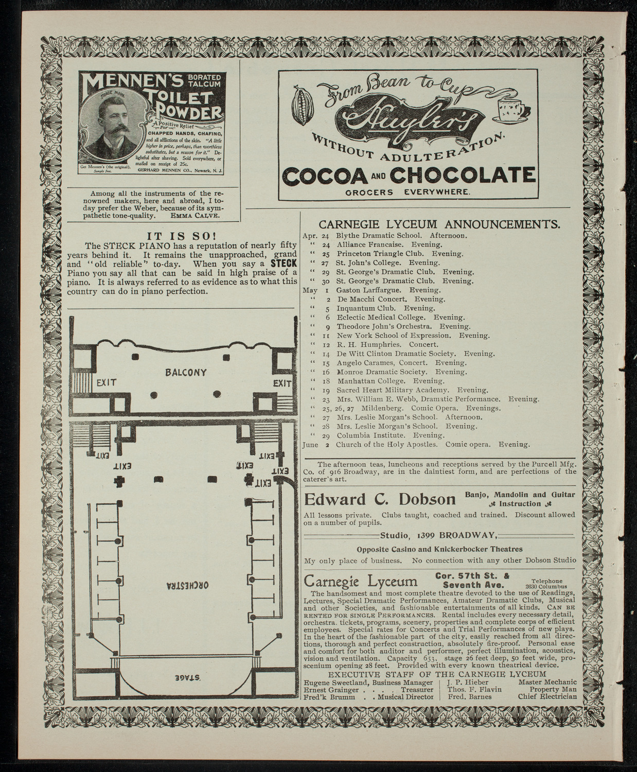 Williams College Dramatic Association, April 23, 1903, program page 4