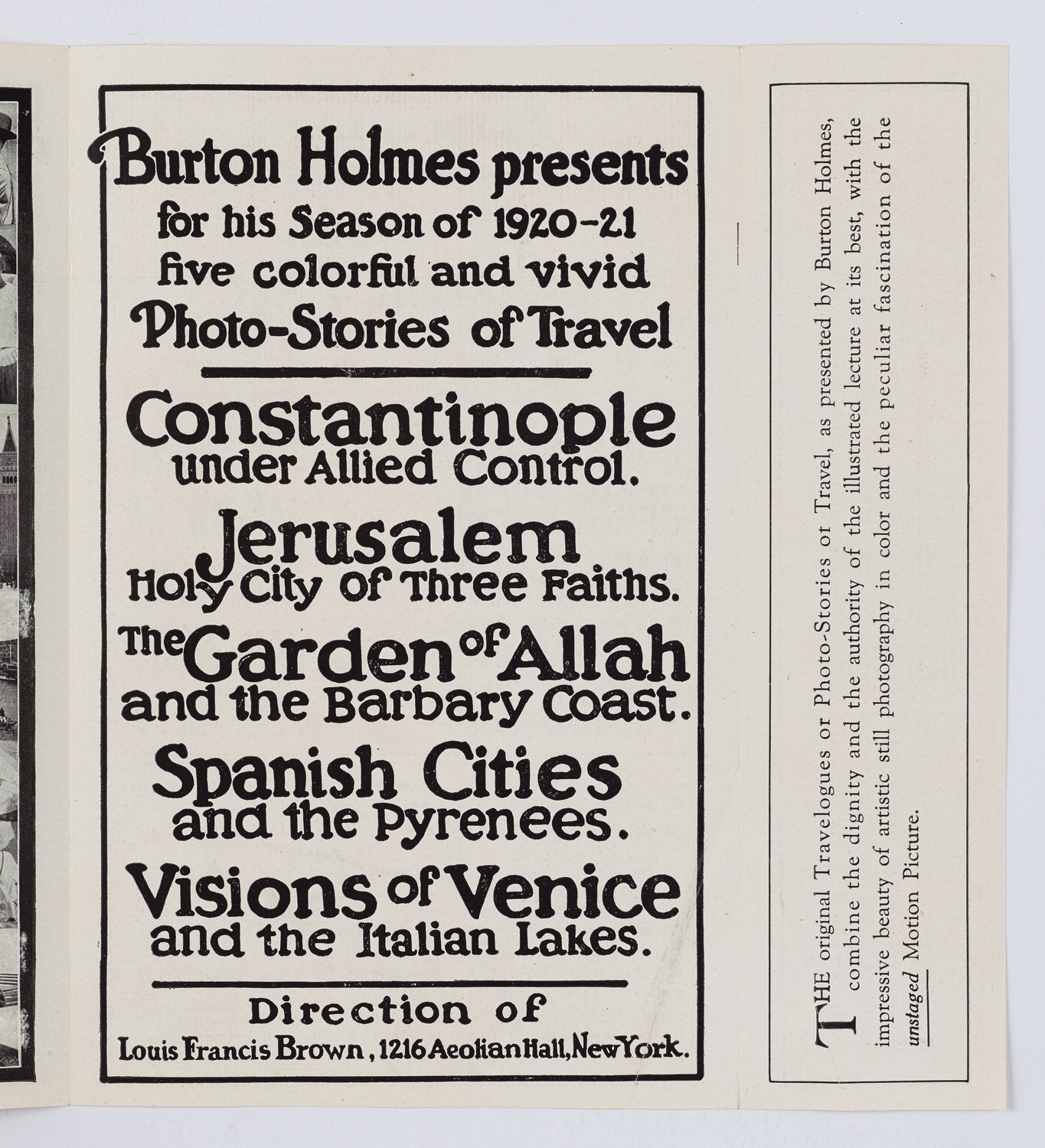 Burton Holmes Travelogues, 1921