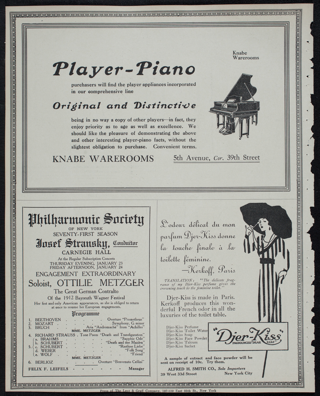 New York Philharmonic, January 17, 1913, program page 12