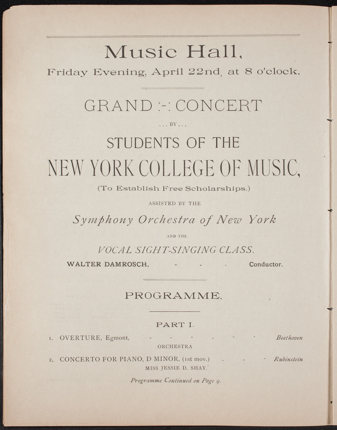 Students of New York College of Music, April 22, 1892, program page 6