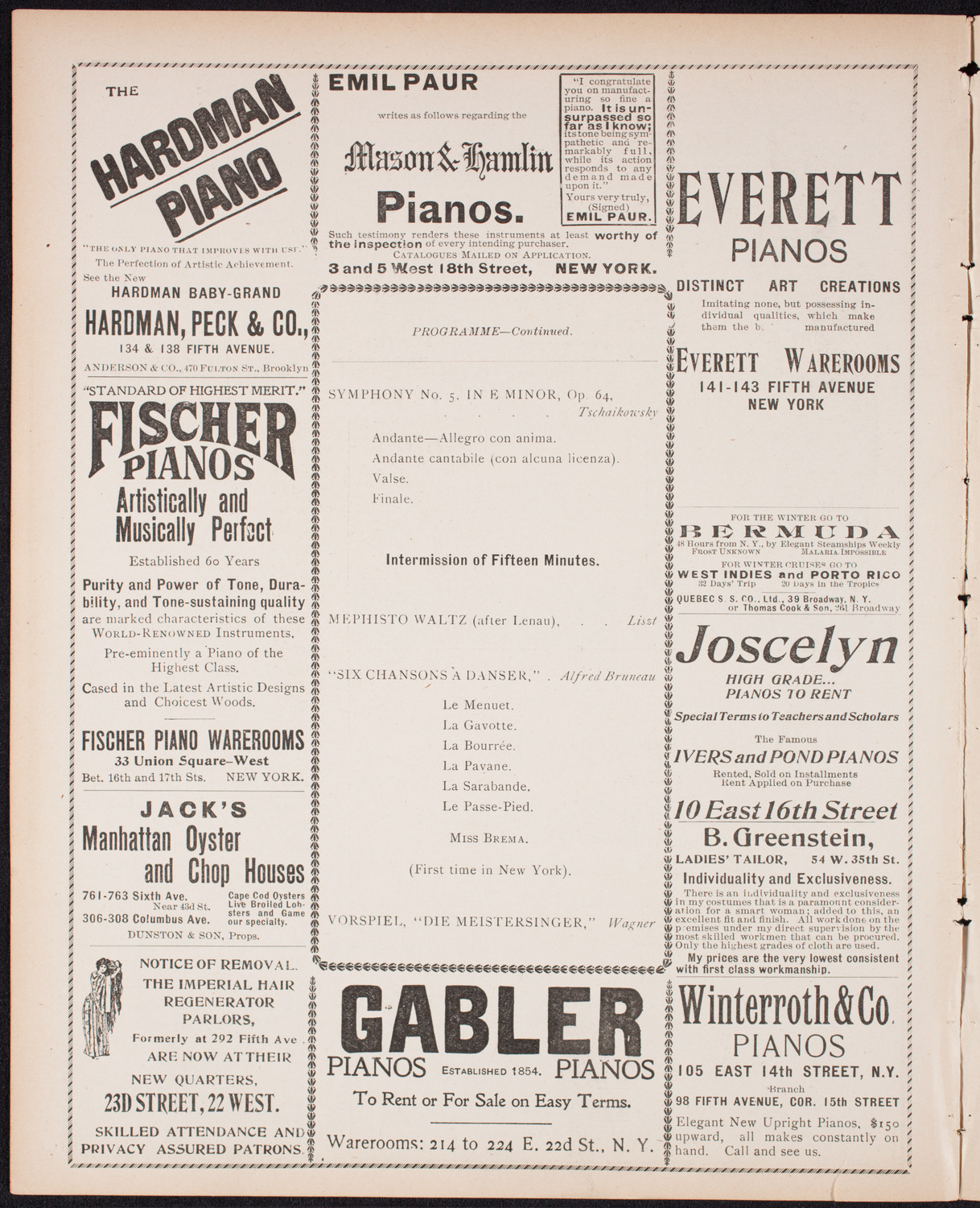 Pittsburgh Symphony Orchestra, January 23, 1900, program page 6