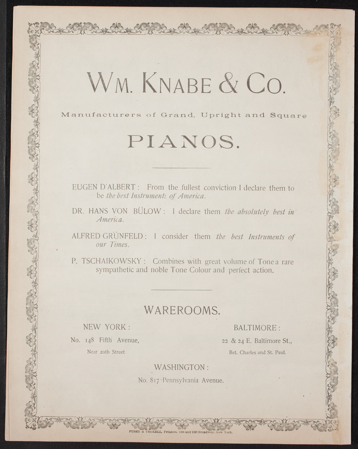 Opera: L'amico Fritz, January 31, 1893, program page 8