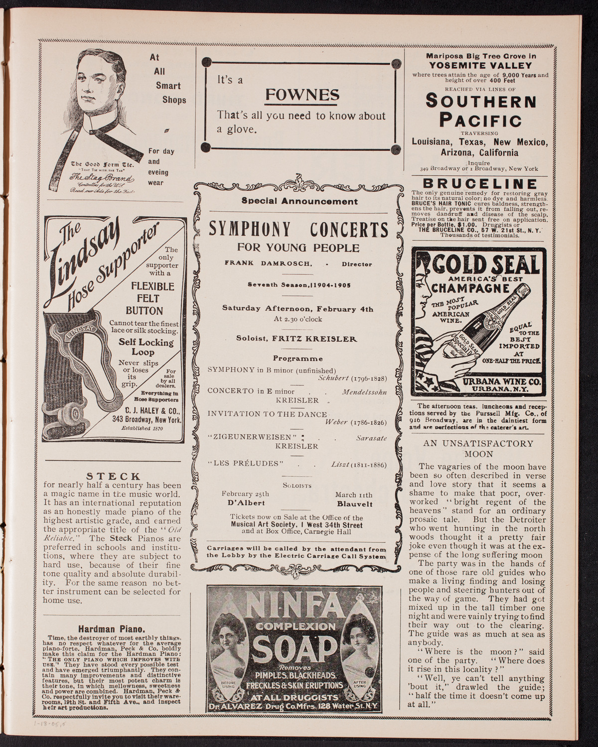 Olga Samaroff, Piano, with the New York Symphony Orchestra, January 18, 1905, program page 9