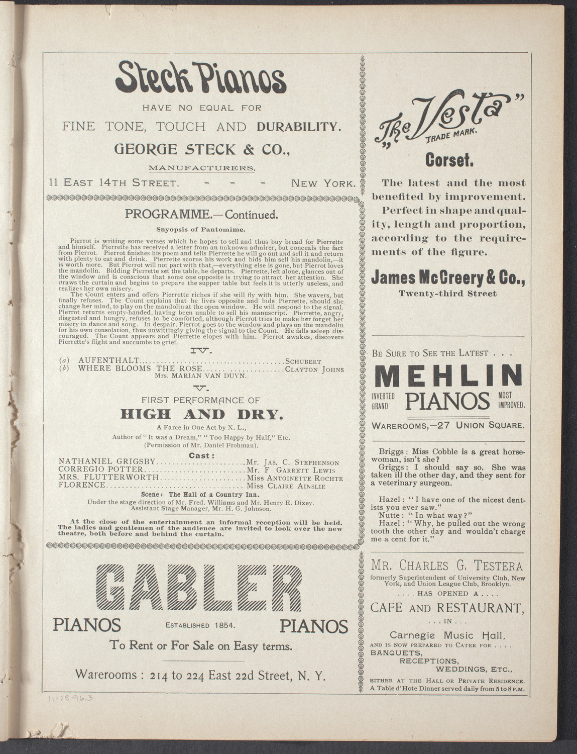 American Academy of Dramatic Arts, November 28, 1896, program page 5