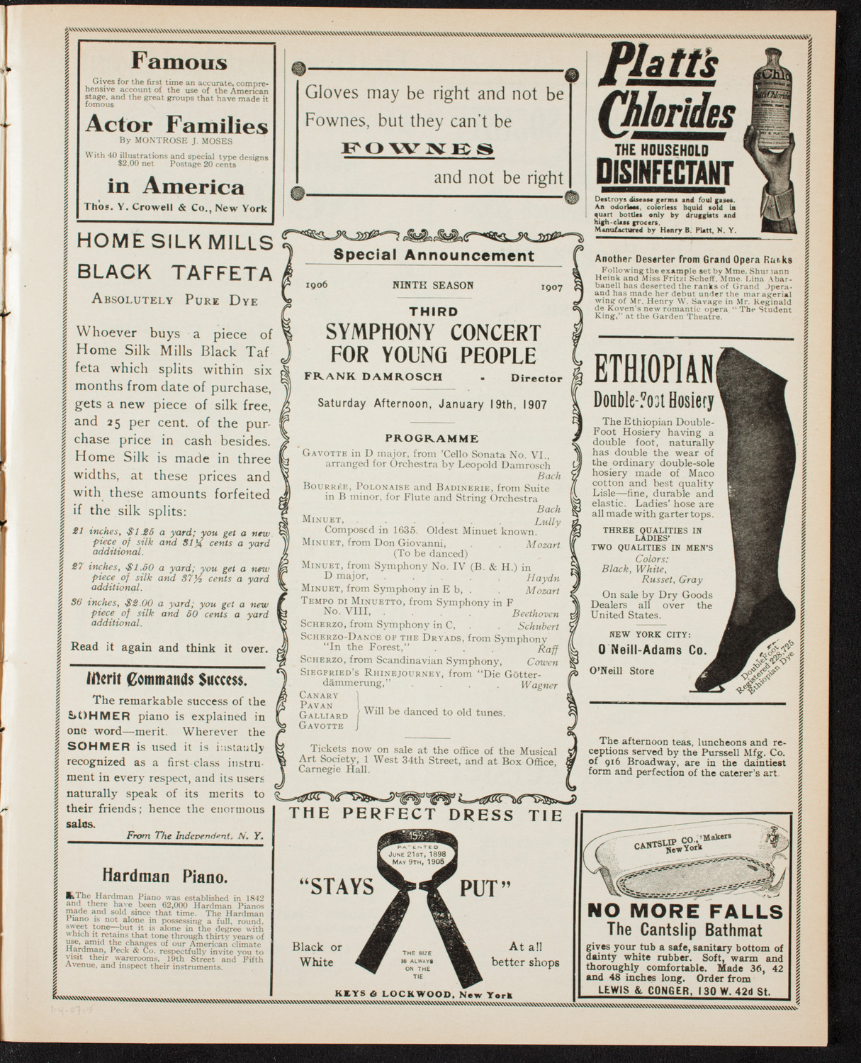 New York Philharmonic, January 4, 1907, program page 9