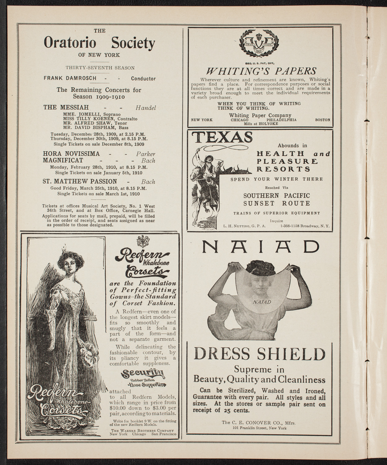 New York Philharmonic, December 12, 1909, program page 2