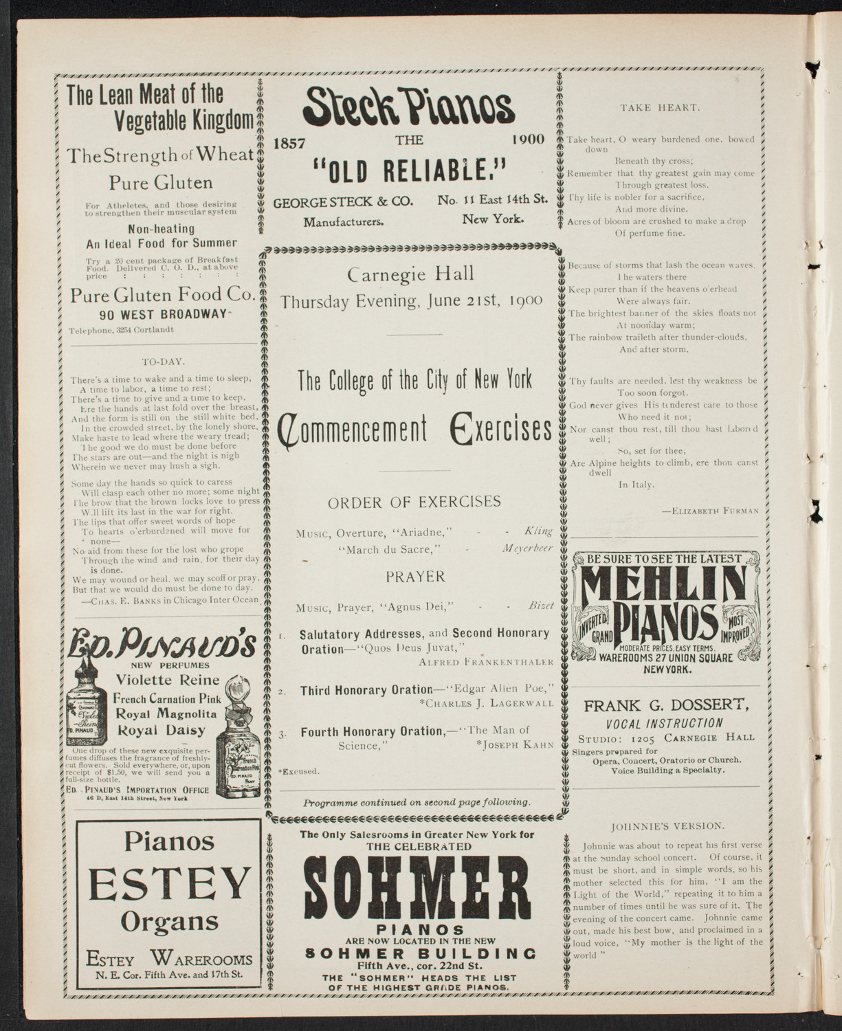 Graduation: College of the City of New York, June 21, 1900, program page 4