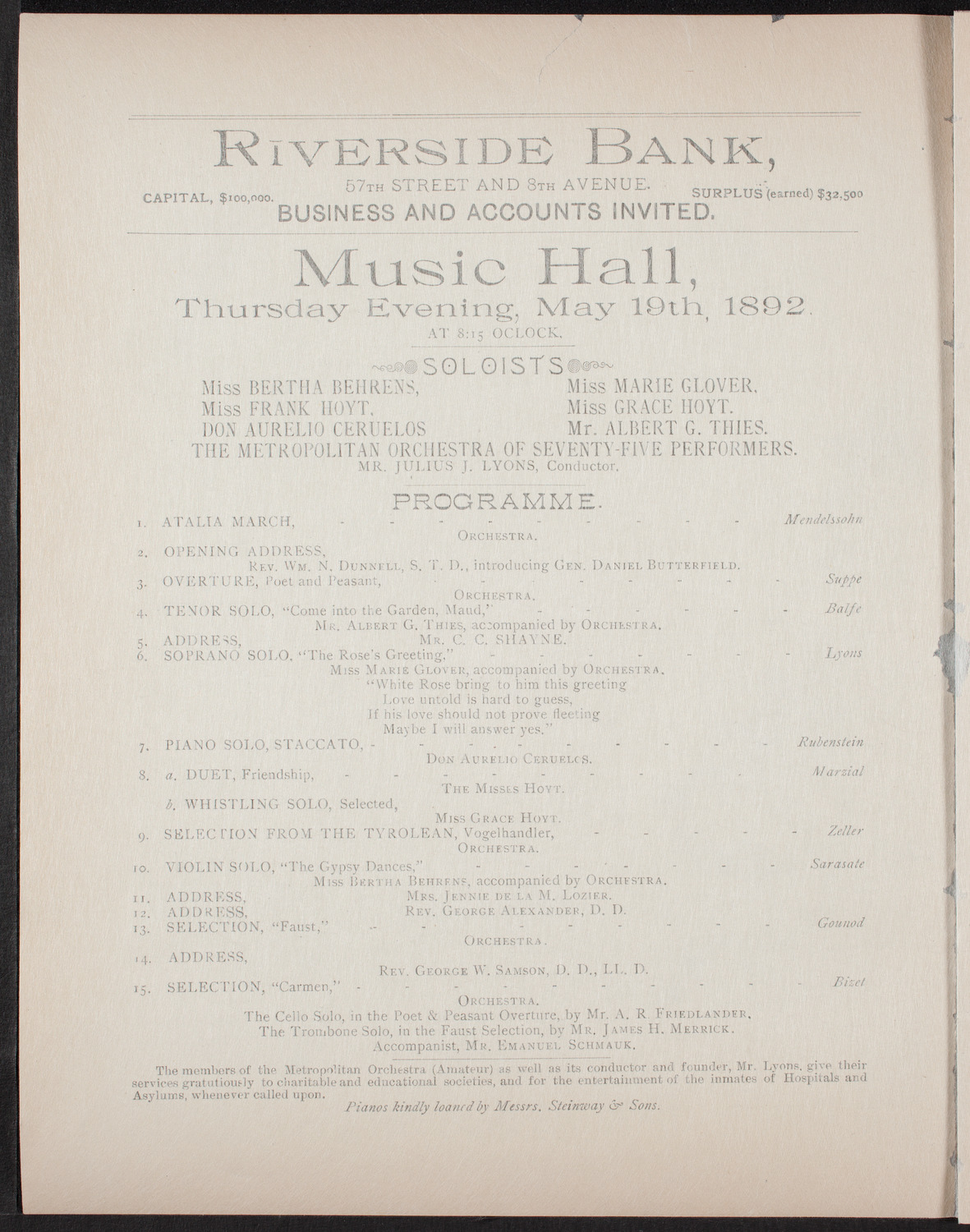 Rutgers Female College of the City of New York, May 19, 1892, program page 2