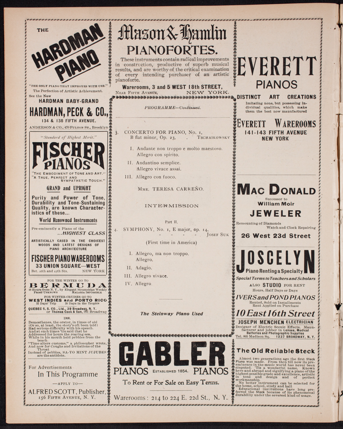 New York Philharmonic, November 16, 1900, program page 6