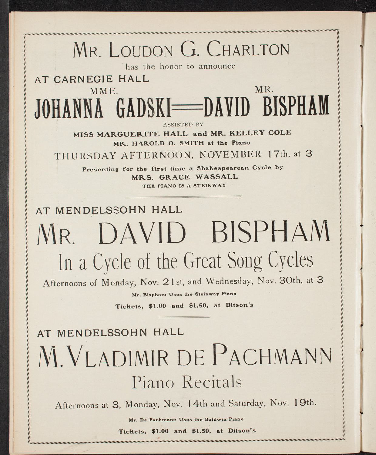 New York Philharmonic, November 12, 1904, program page 10