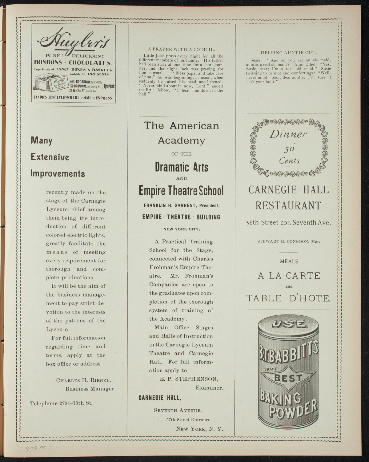 Albert Gerard-Thiers with The Lyric Club and Others, April 28, 1898, program page 7