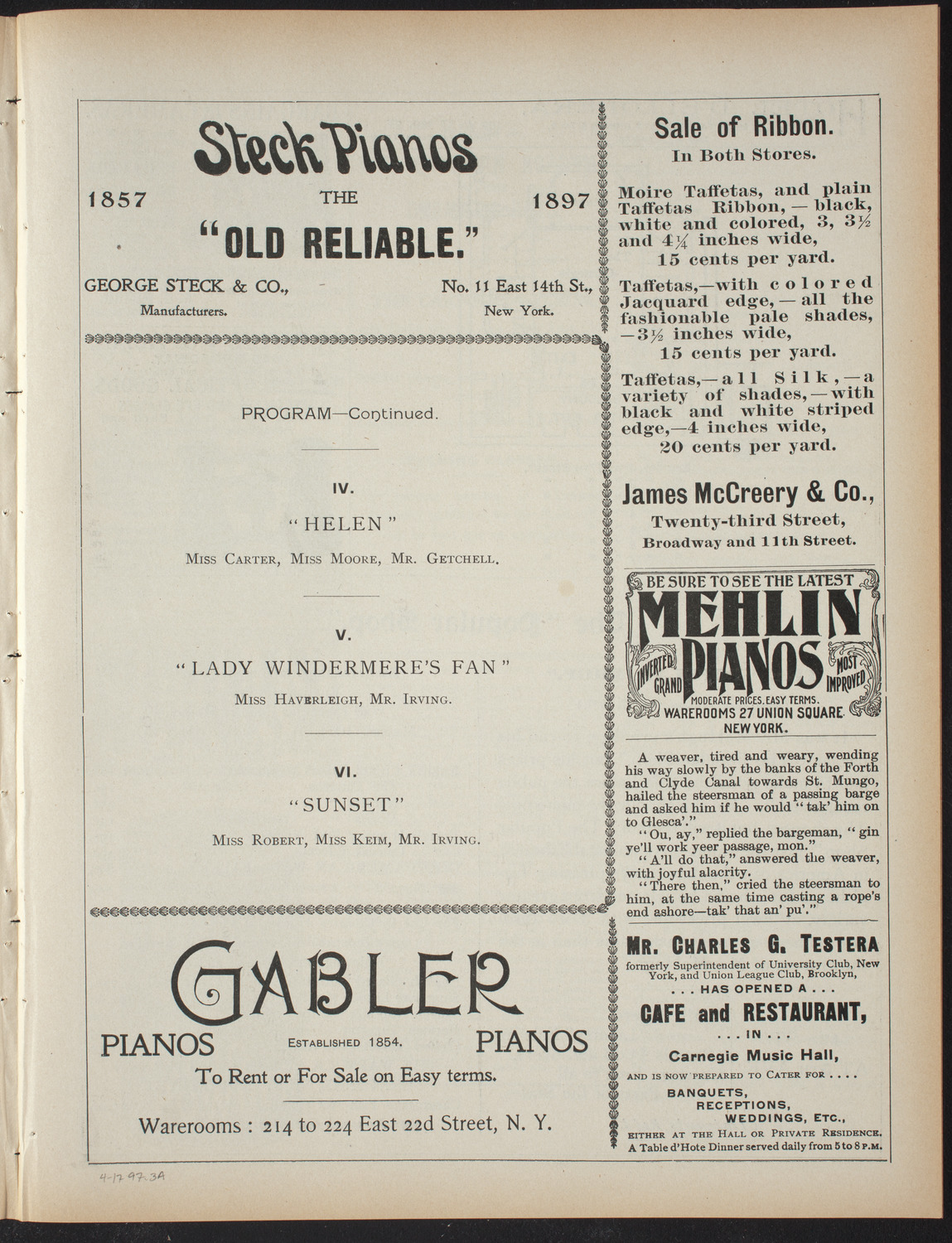 American Academy of Dramatic Arts: Private performance by members of the Junior Class, April 17, 1897, program page 5