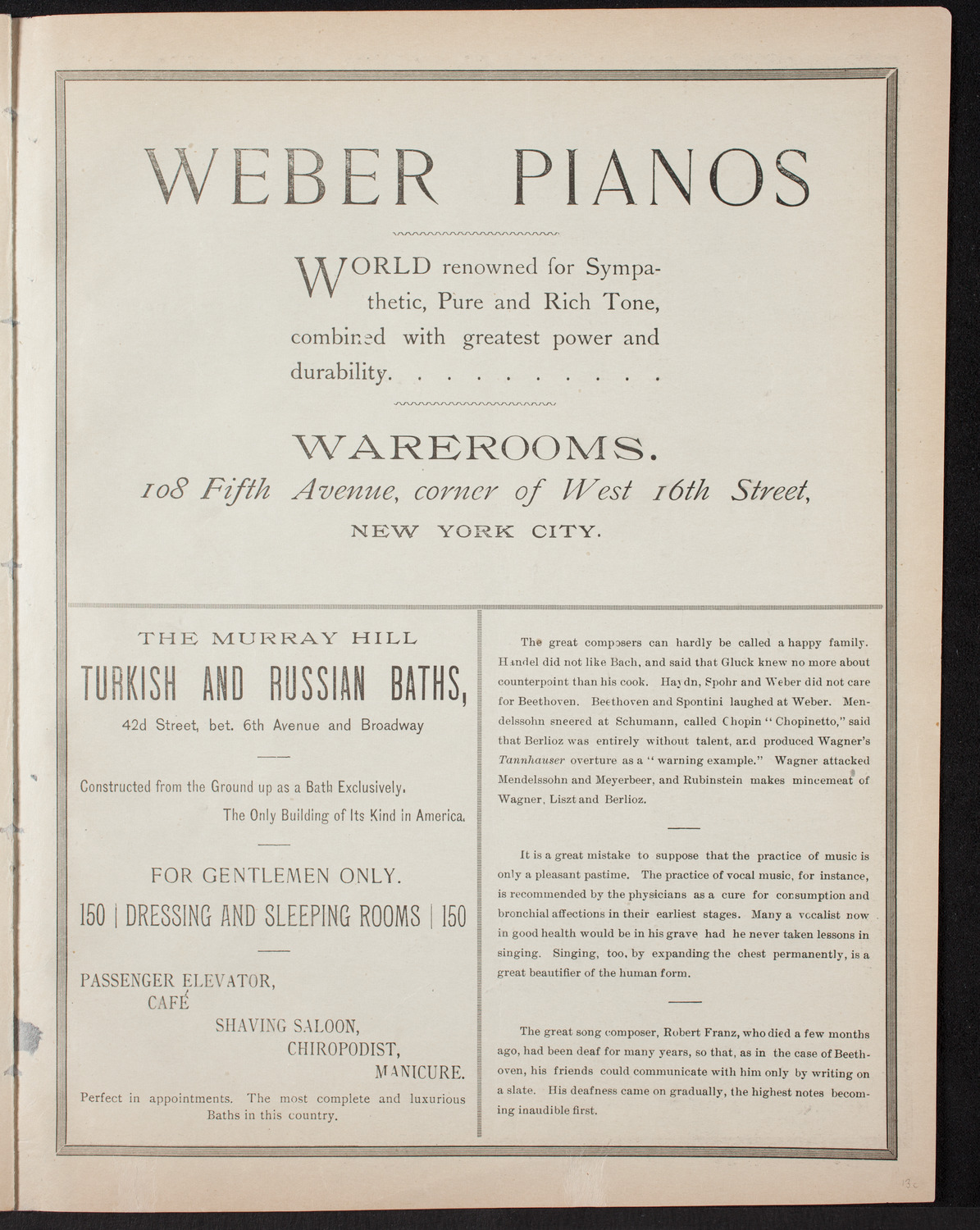 Damrosch Sunday Concert, February 19, 1893, program page 7