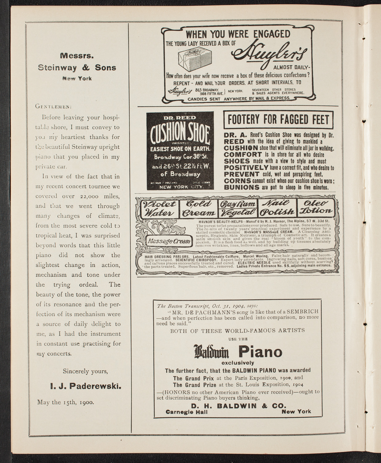 New York Philharmonic, March 24, 1905, program page 4