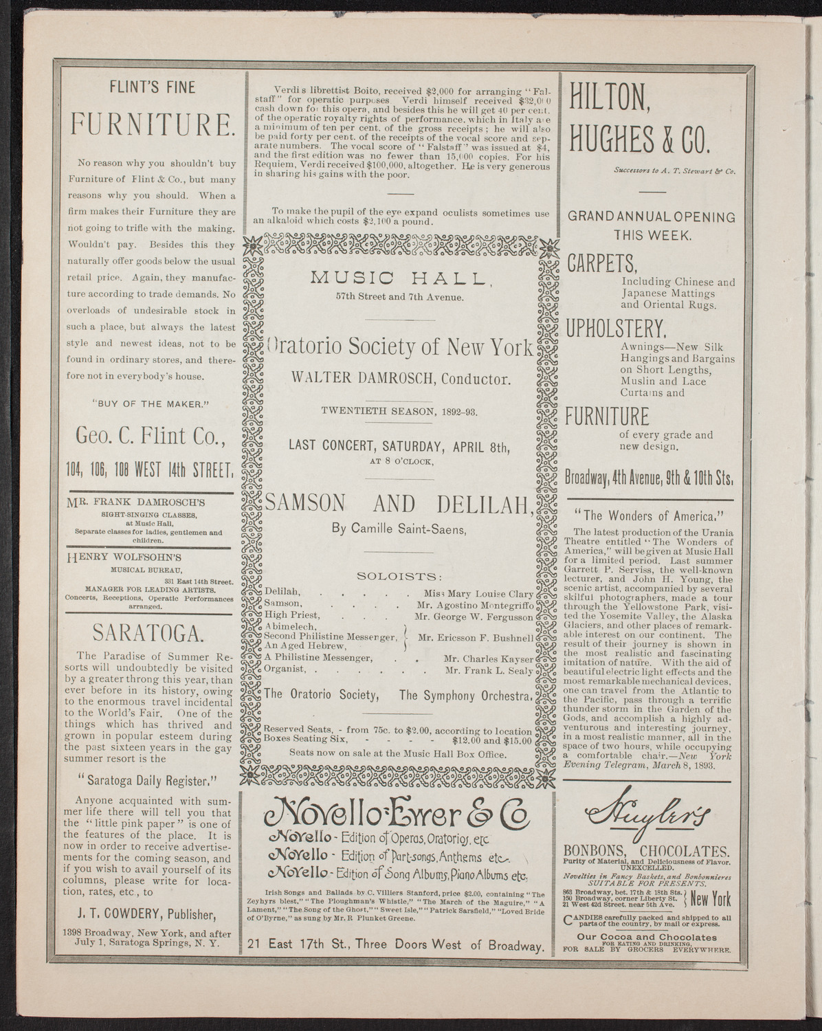 Grand Wagner Concert/ Benefit: Italian Mission, Church of San Salvatore, April 7, 1893, program page 6