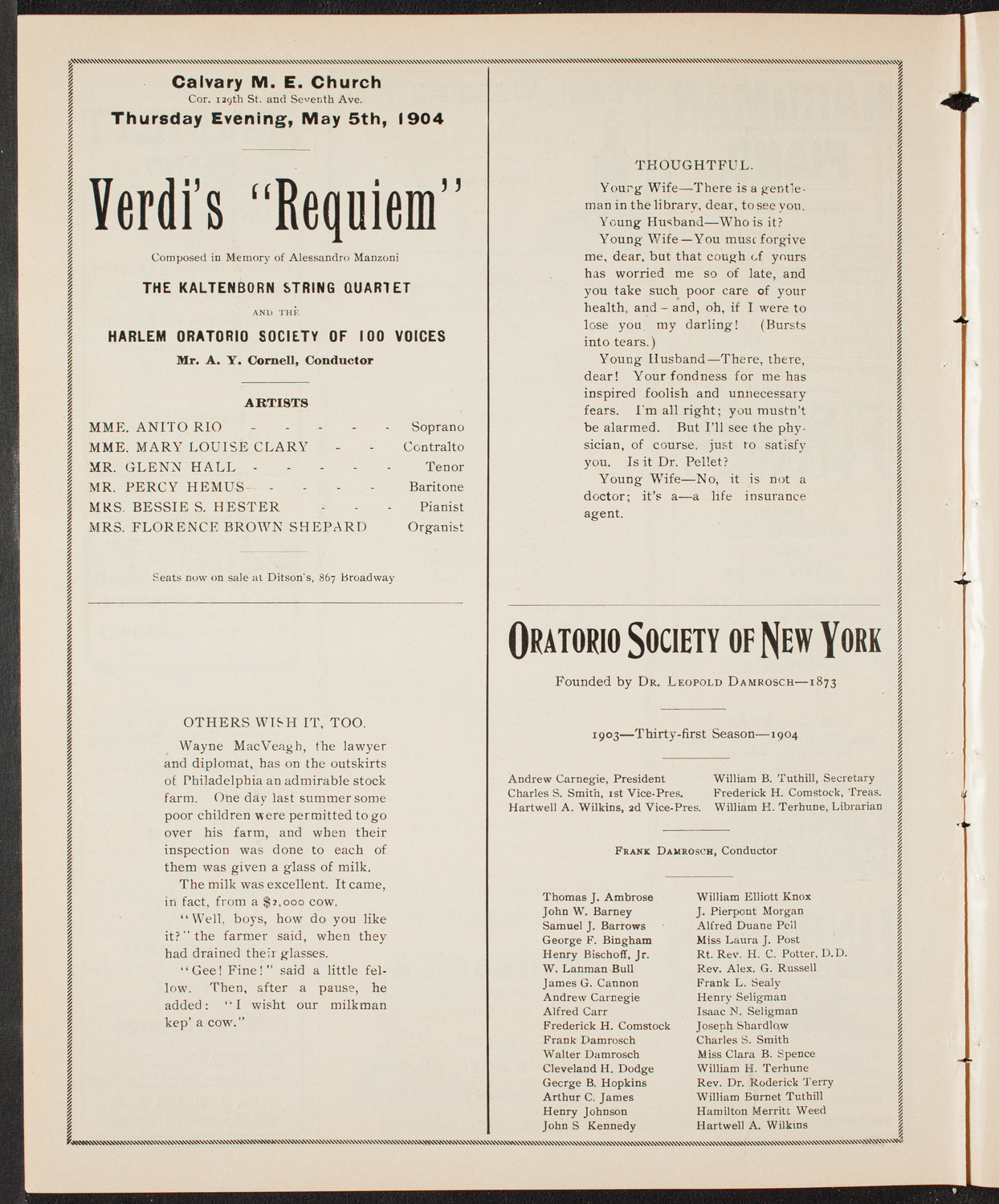 People's Singing Classes, April 24, 1904, program page 8