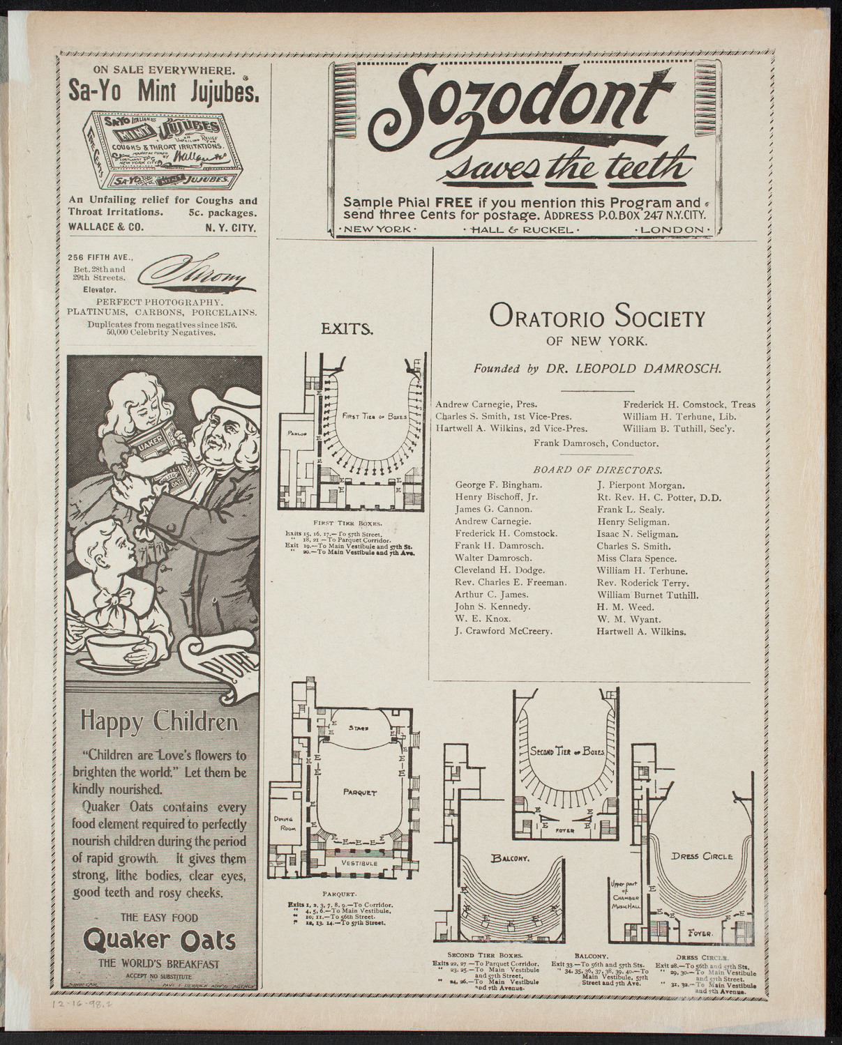 New York Philharmonic, December 16, 1898, program page 3