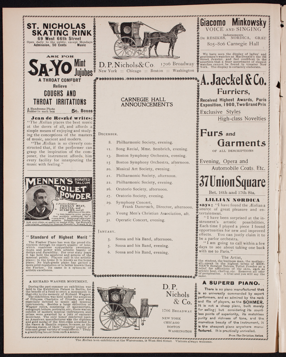 New York Philharmonic, December 7, 1900, program page 2