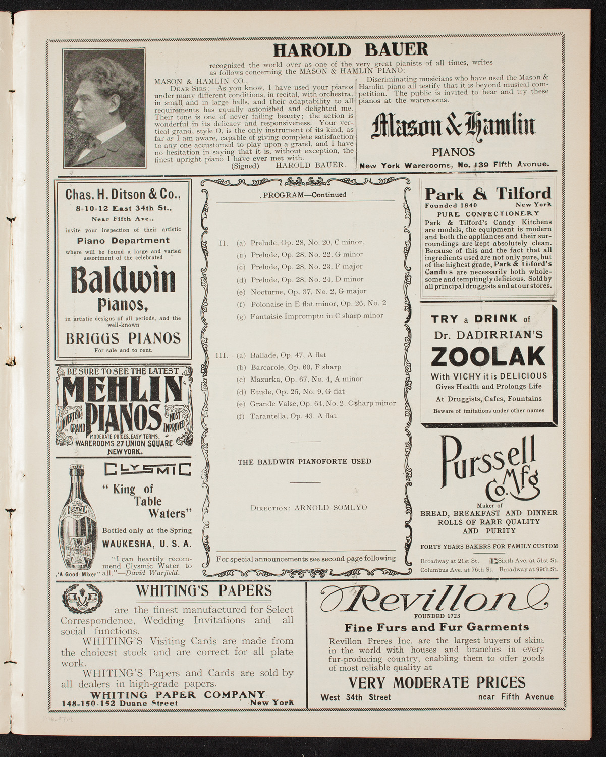 Vladimir de Pachmann, Piano, November 26, 1907, program page 7