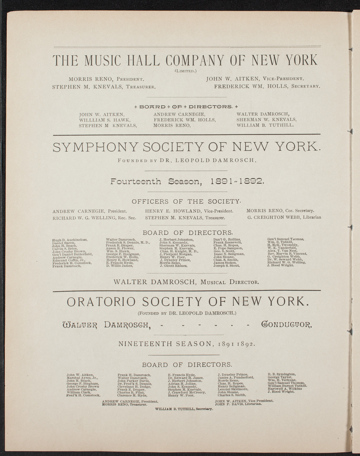 W.T. Talbert, April 25, 1892, program page 2