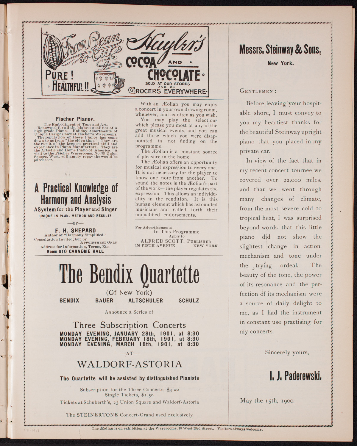 New York Philharmonic, January 11, 1901, program page 5