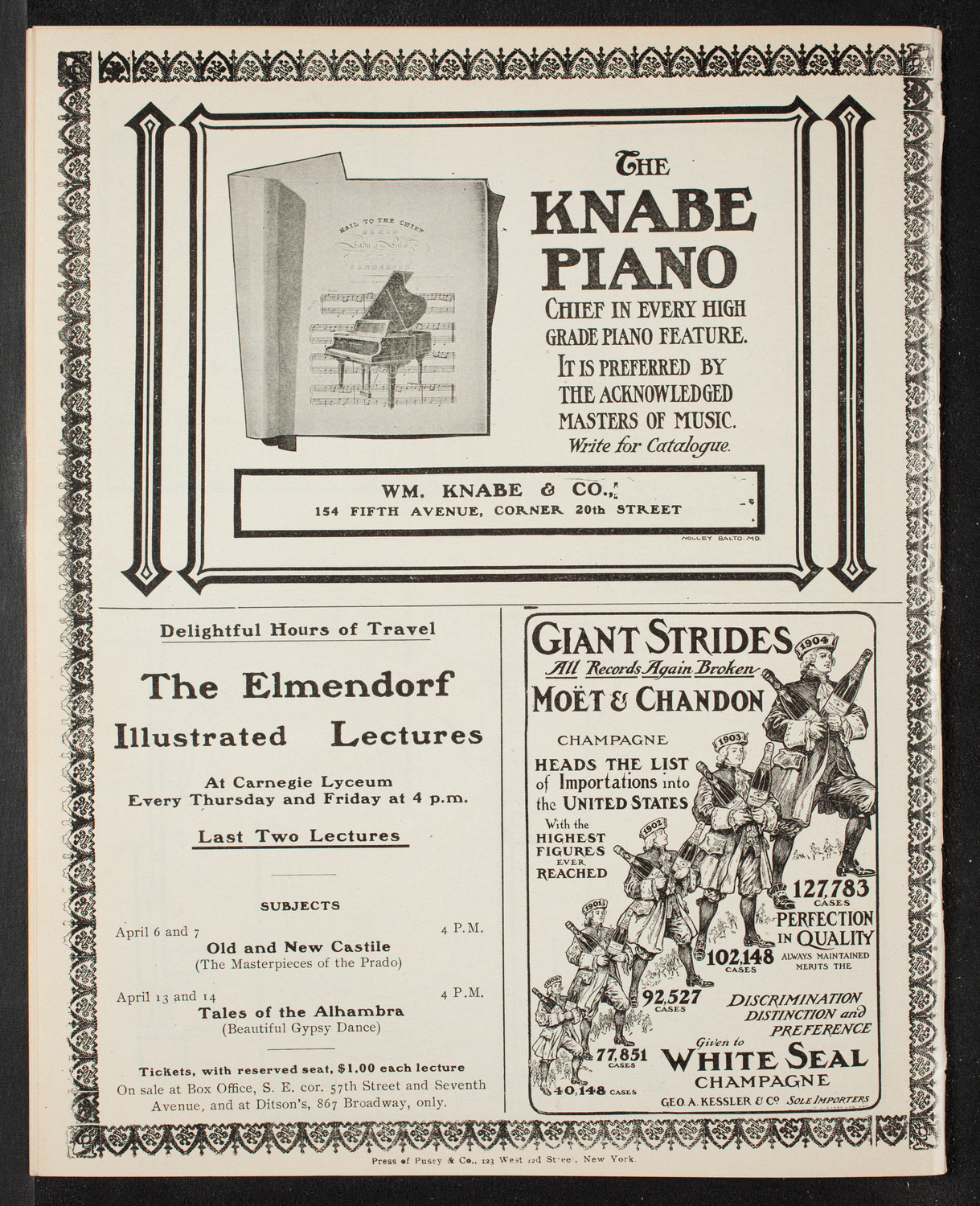 Eugène Ysaÿe, Violin, Anton Hekking, Cello, and Jose Vianna da Motta, Piano with Rosa Zamels, Violin, April 5, 1905, program page 12