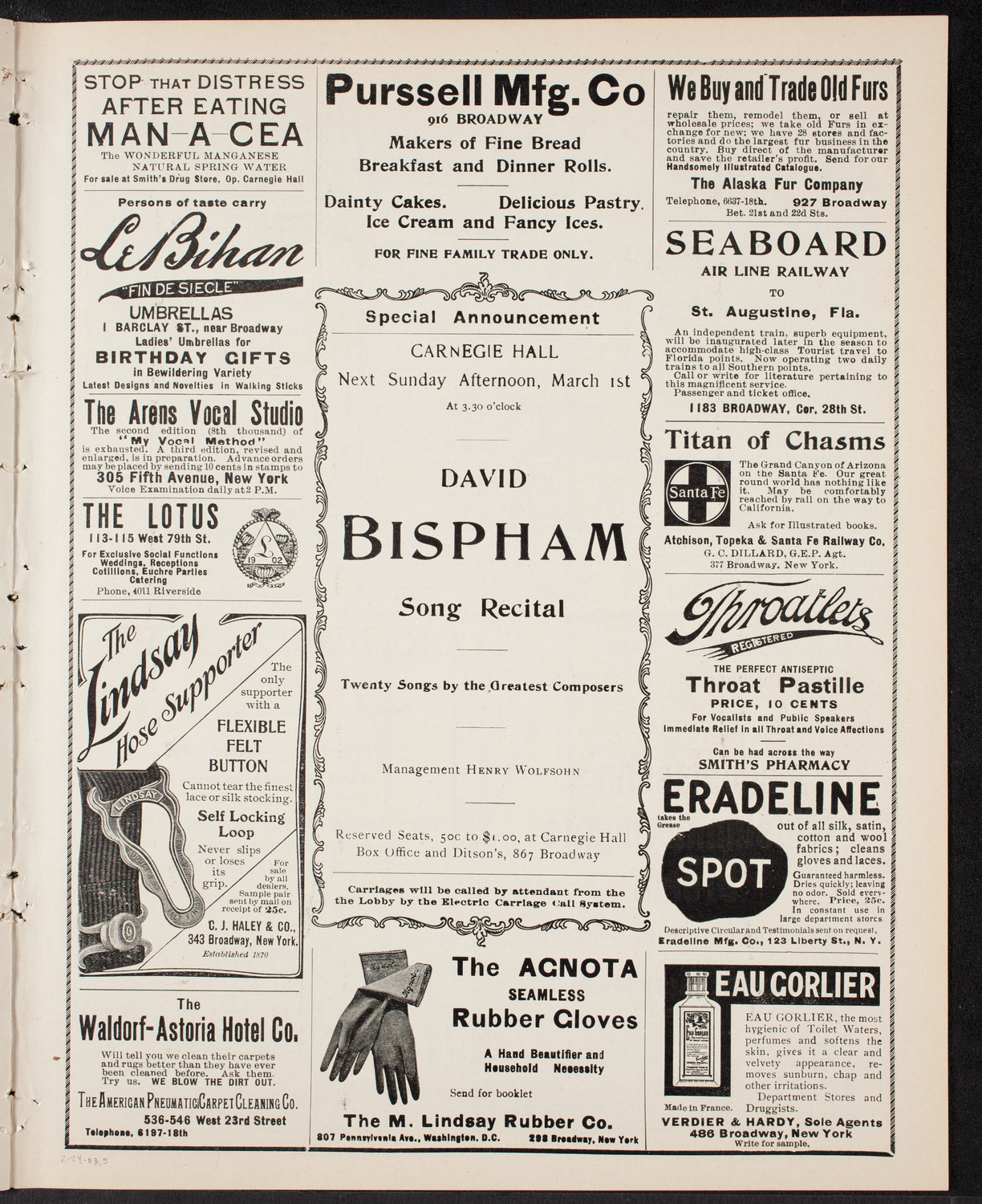 Wetzler Symphony Orchestra, February 24, 1903, program page 9