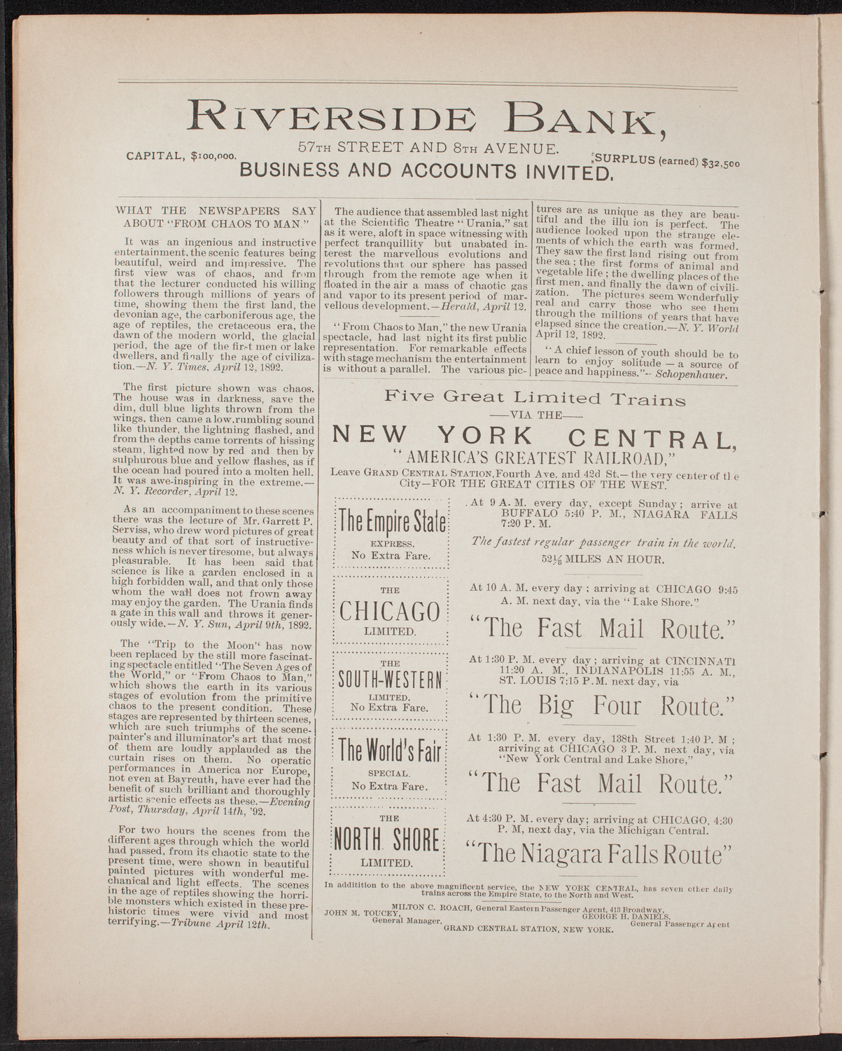 Oratorio Society of New York: Handel Festival, April 30, 1892, program page 8