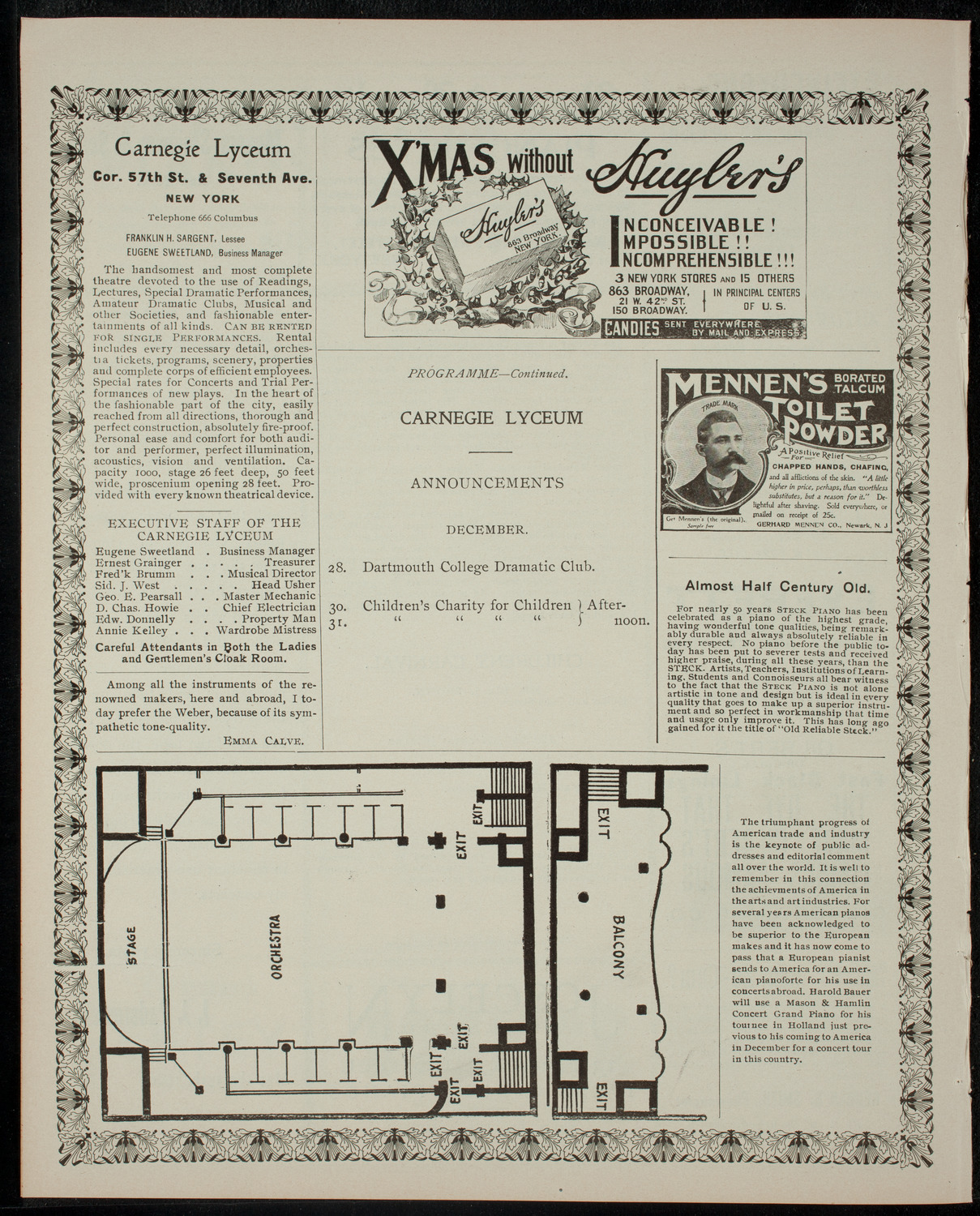 Entertainment for the Benefit of the Hebrew Technical School for Girls, December 27, 1901, program page 4