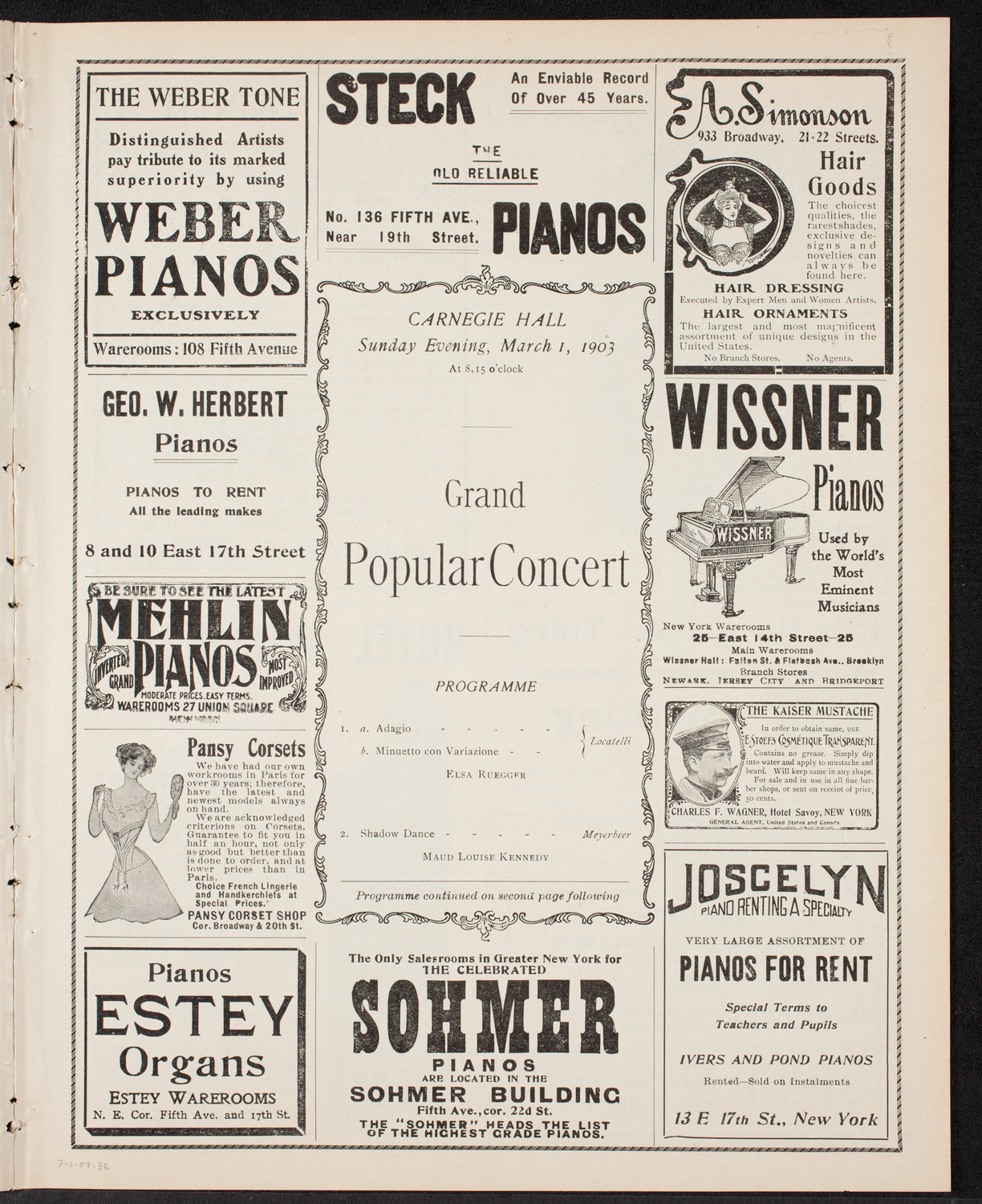 Grand Popular Concert, March 1, 1903, program page 5