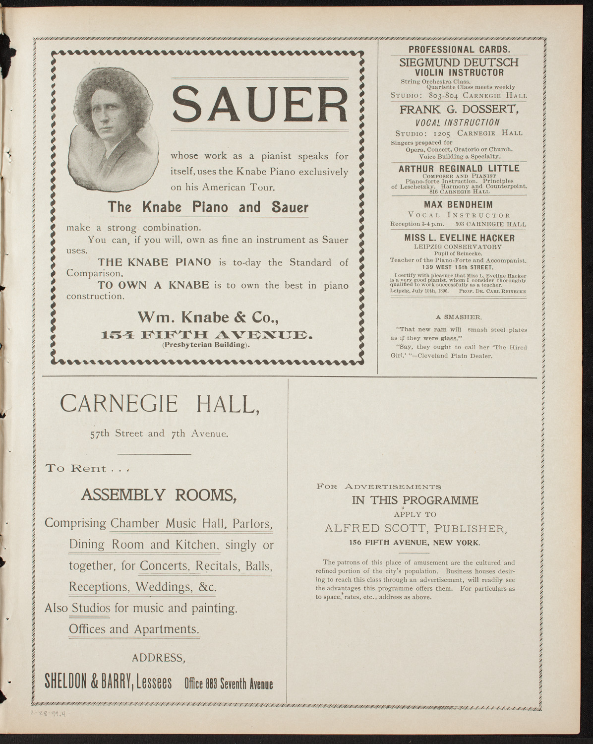 Benefit: St. Mary's Home, February 28, 1899, program page 7