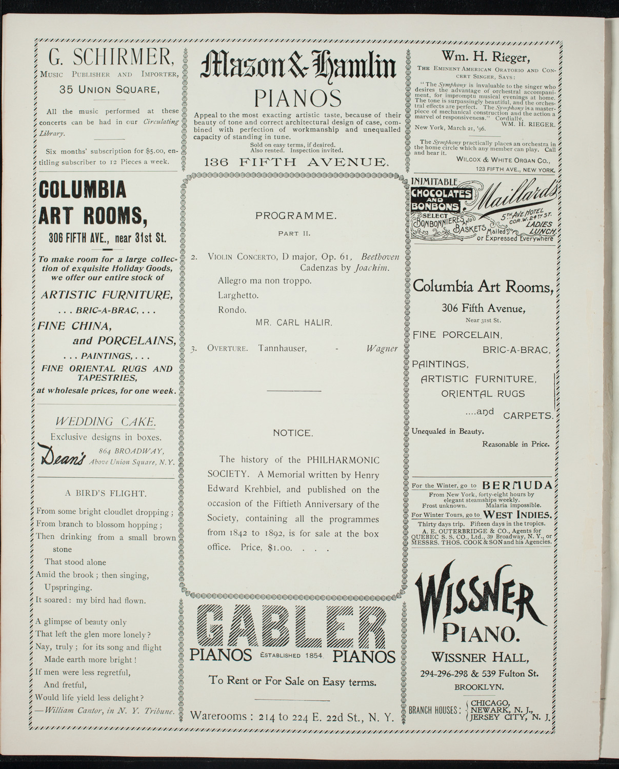 New York Philharmonic, November 13, 1896, program page 6