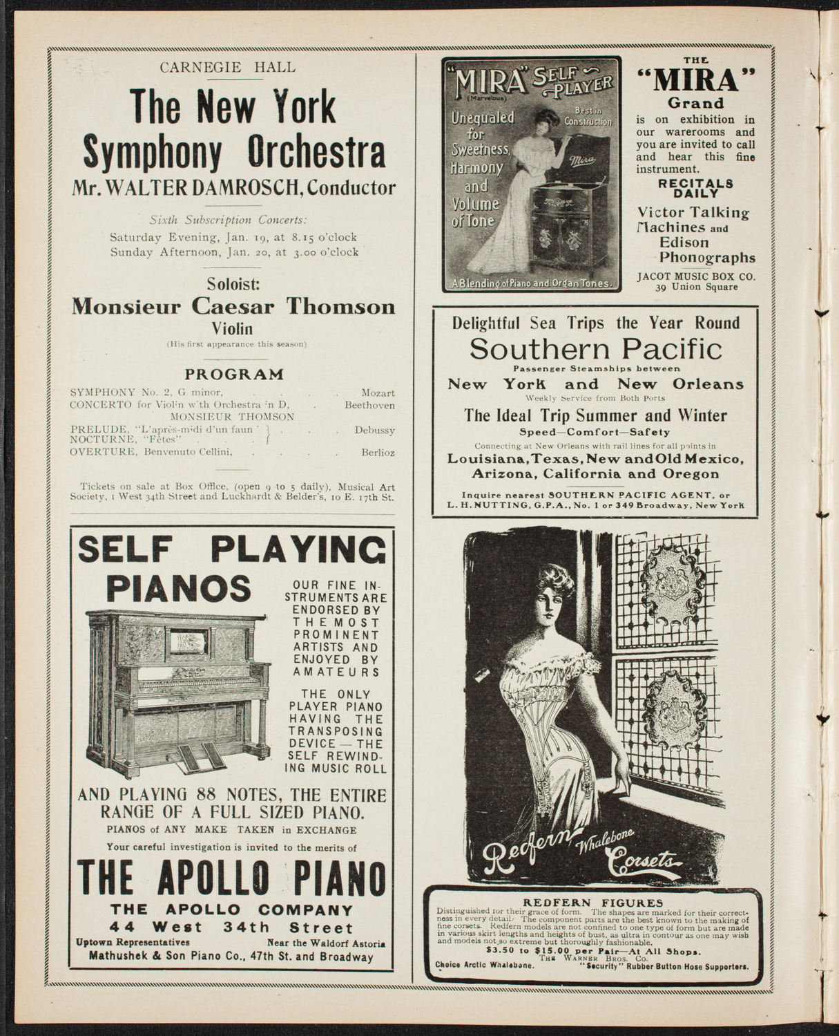 Mieczyslaw Horszowski, Piano, January 6, 1907, program page 2