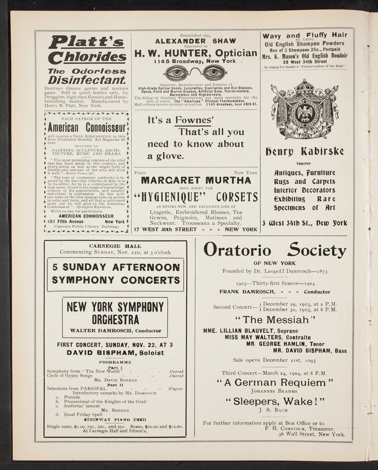 Oratorio Society of New York, November 19, 1903, program page 2